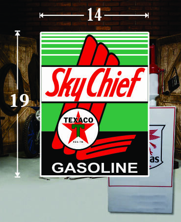 (1) 19″ x 14″ TEXACO Sky Chief Shield Gas Vinyl Decal Lubester Oil Pump Lubster