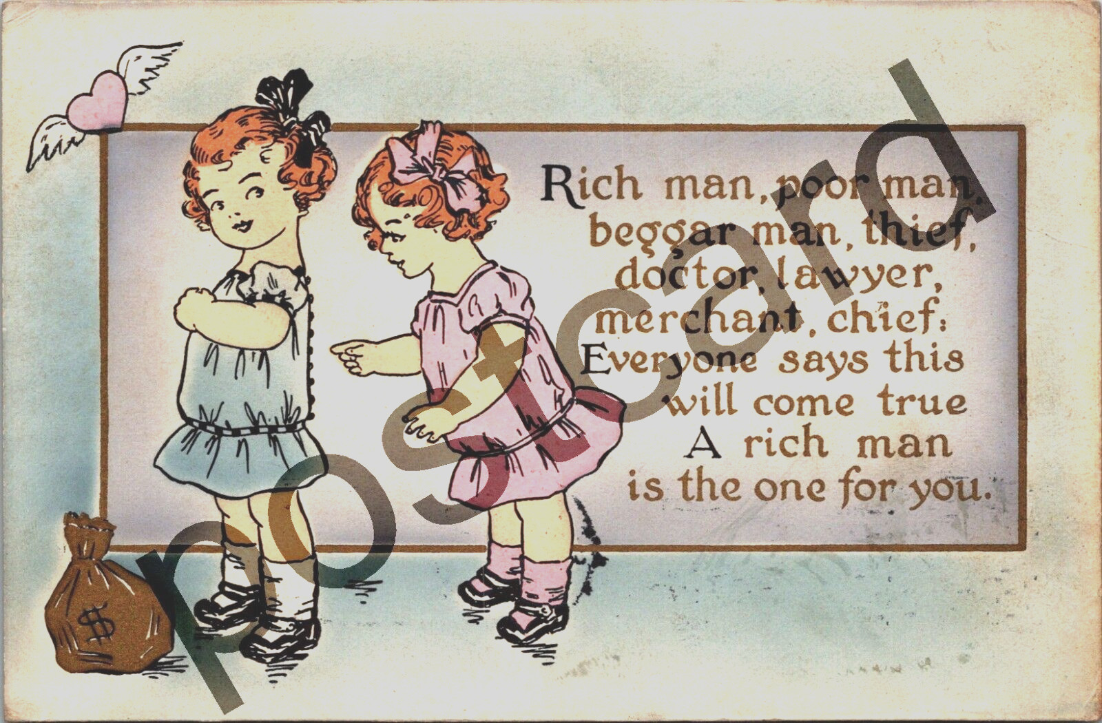 1914 “Rich man, poor man, beggar man, thief, doctor, lawyer…” postcard jj351