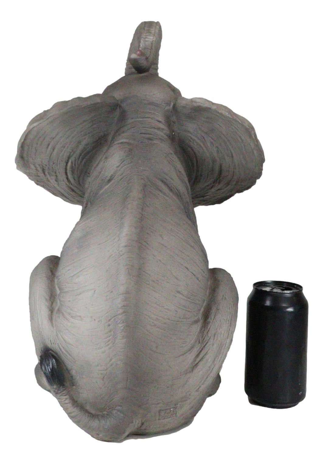 Ebros Ruby The Elephant Sitting Pretty with Trunk Up Large Statue 17″ Tall