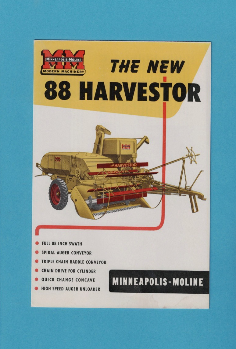 MINNEAPOLIS-MOLINE THE NEW 88 HARVESTOR 8 PAGE BROCHURE 87262-G