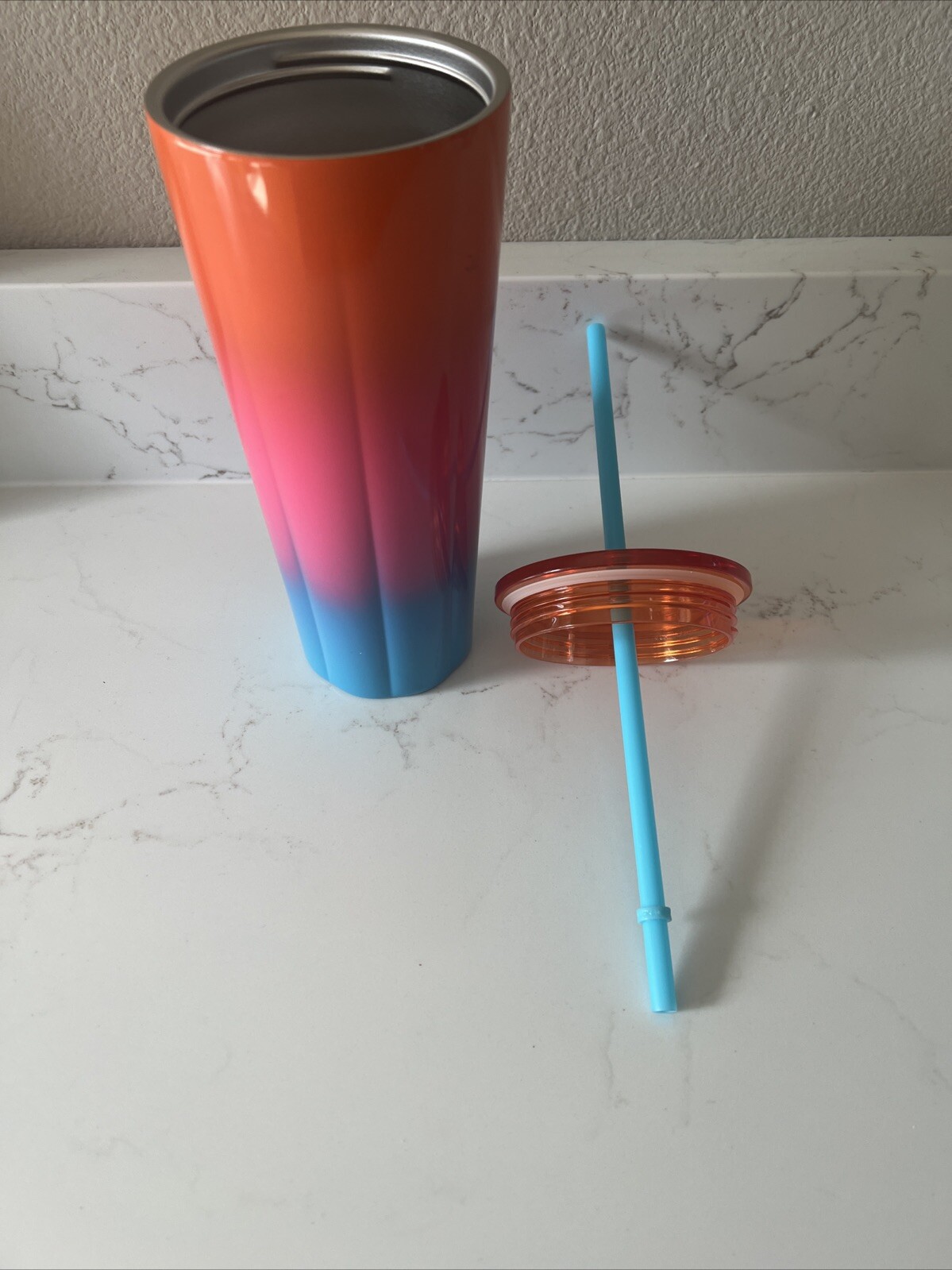 NEW Starbucks Stainless Sunset Gradient Summer Tumbler Pink Orange Blue 24Oz