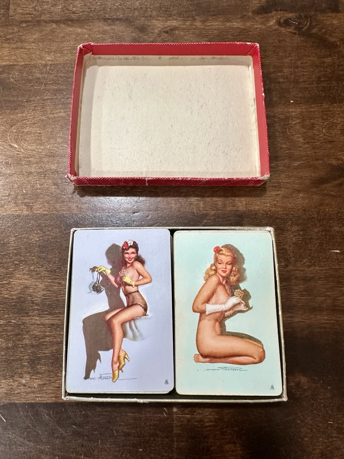 Vintage 1940s Not According to Hoyle PinUp Girl Playing Cards Earl MacPherson