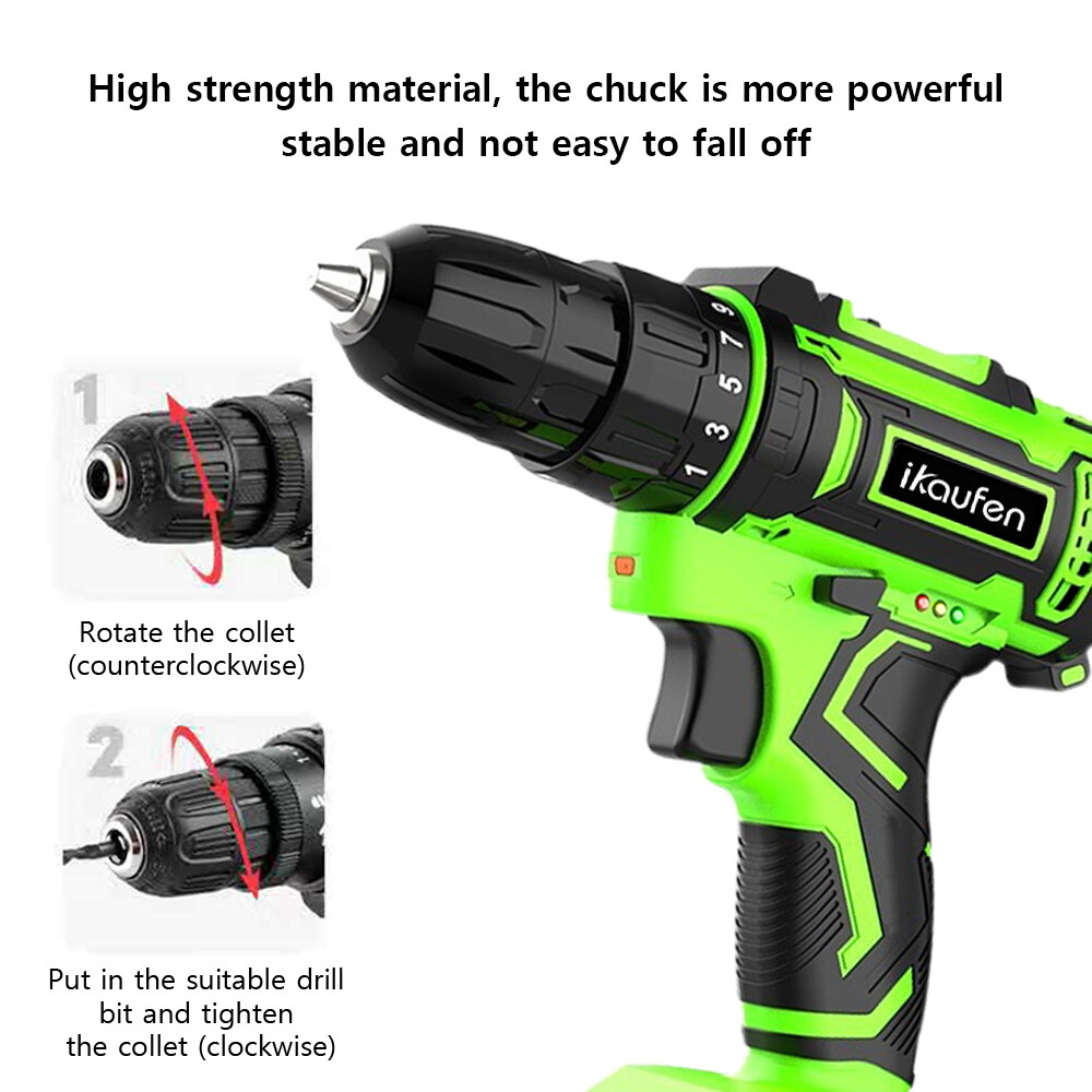 Cordless Brushless Impact Driver Hammer Drill Combo Kit with 2 Battery A9