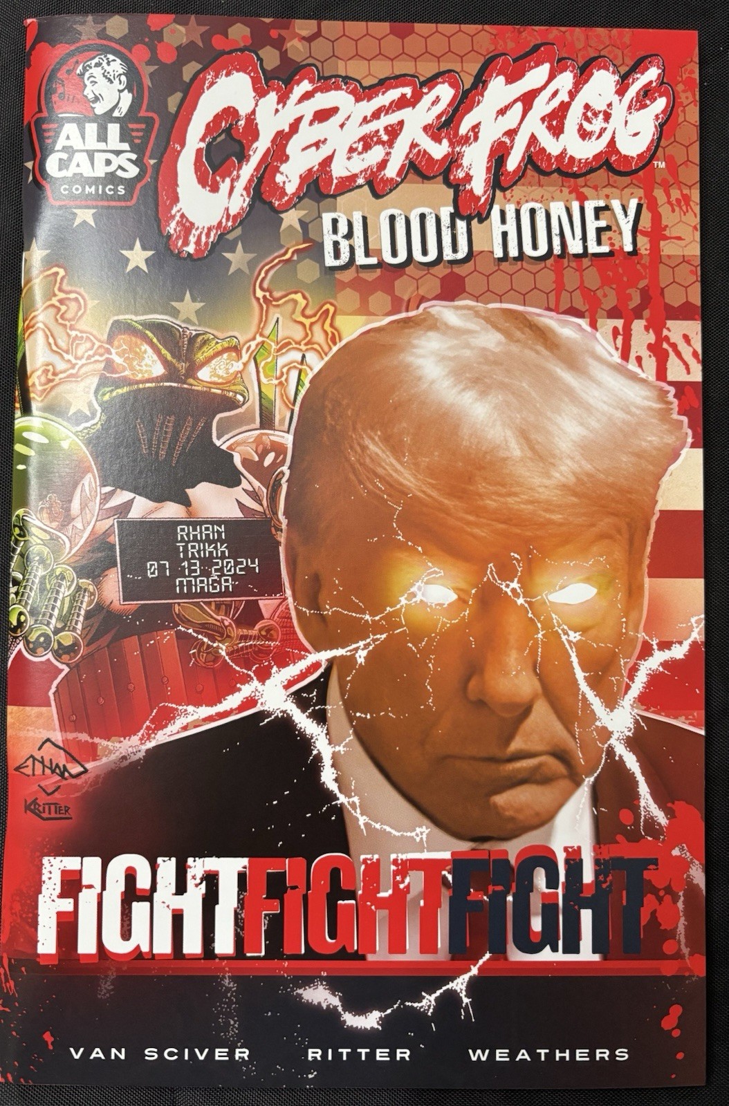 Cyberfrog Blood Honey Trump Mugshot Red Variant Fight Fight Fight Mint Condition
