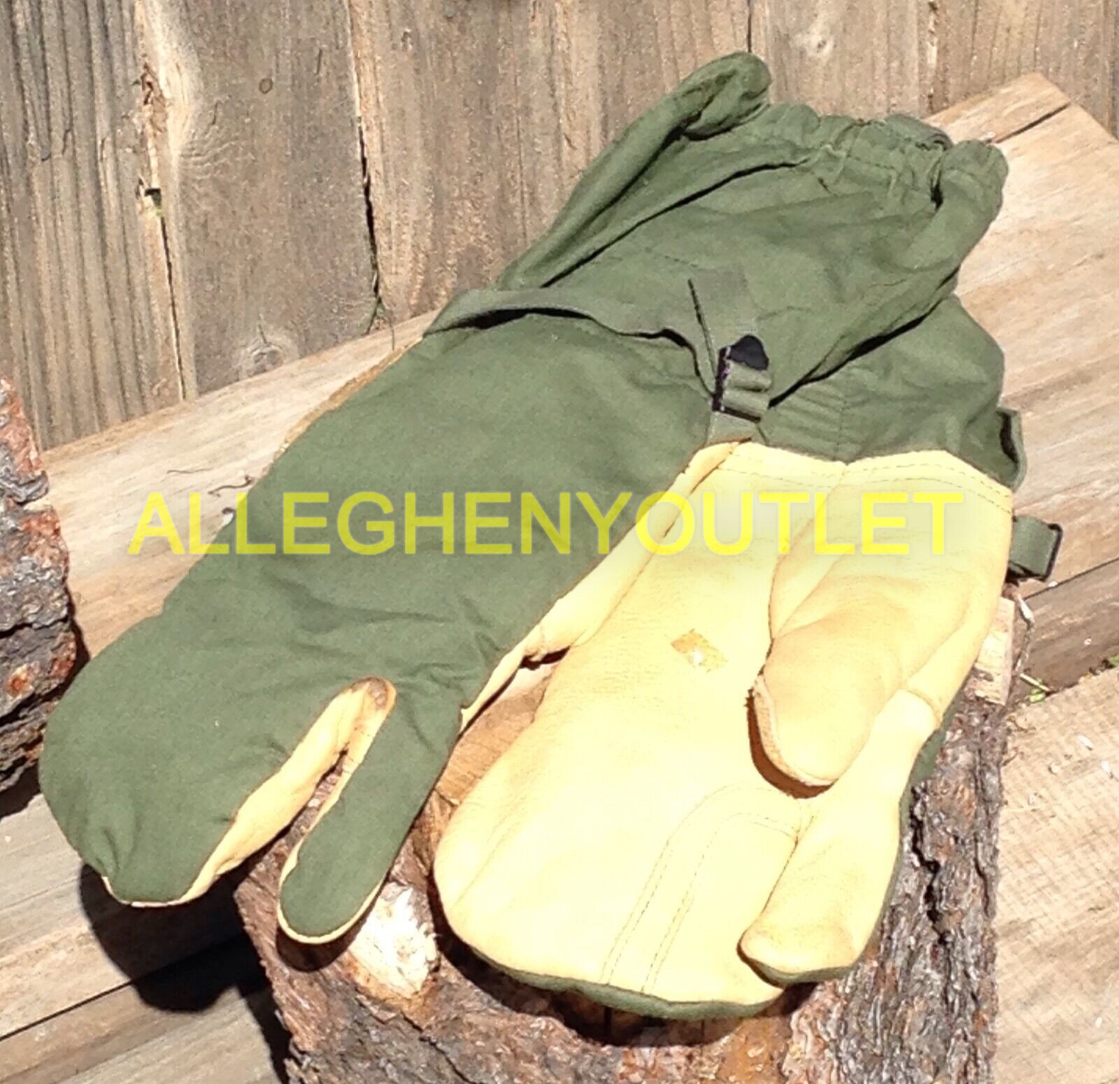 MILITARY TRIGGER FINGER LEATHER COLD WEATHER MITTENS W/L WOOL INSERTS Size M LN