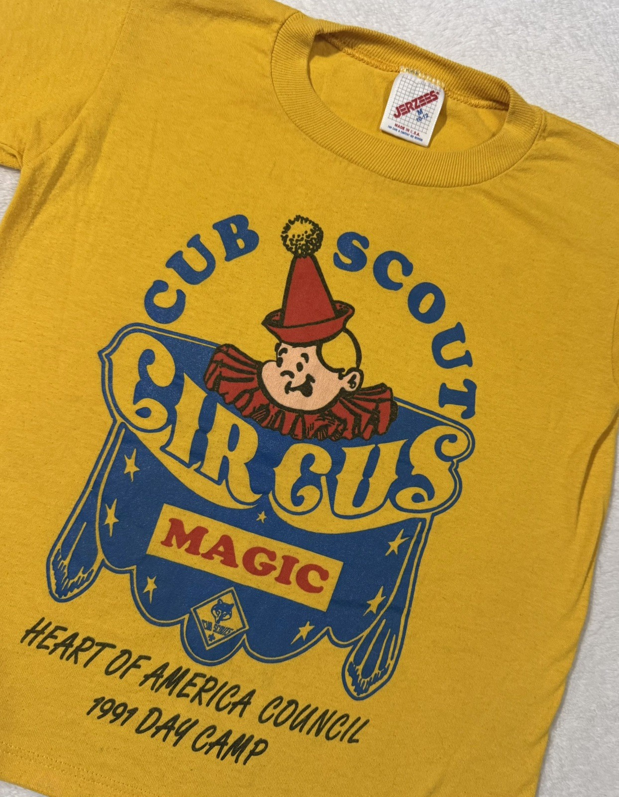 Vintage Authentic JERZEES 1991 Boys Cub Scout Youth T-shirt SZ MEDIUM 10-12 NICE