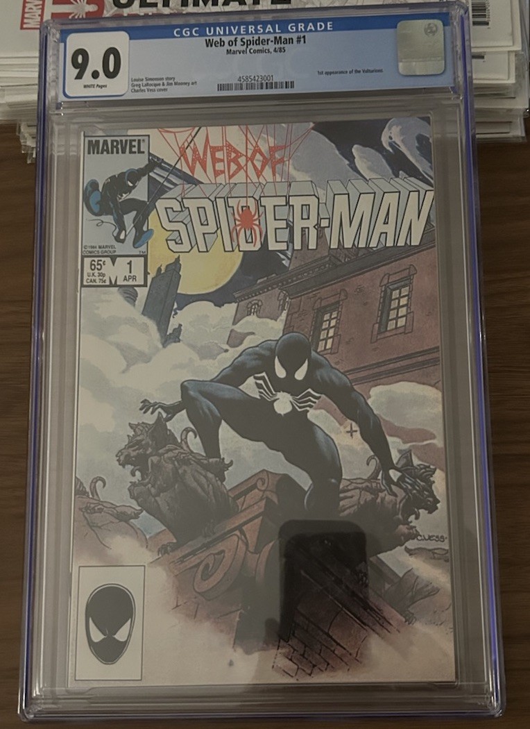 Web of Spider-Man #1 CGC 9.0 (1985, Marvel) White Pages – Charles Vess Cover