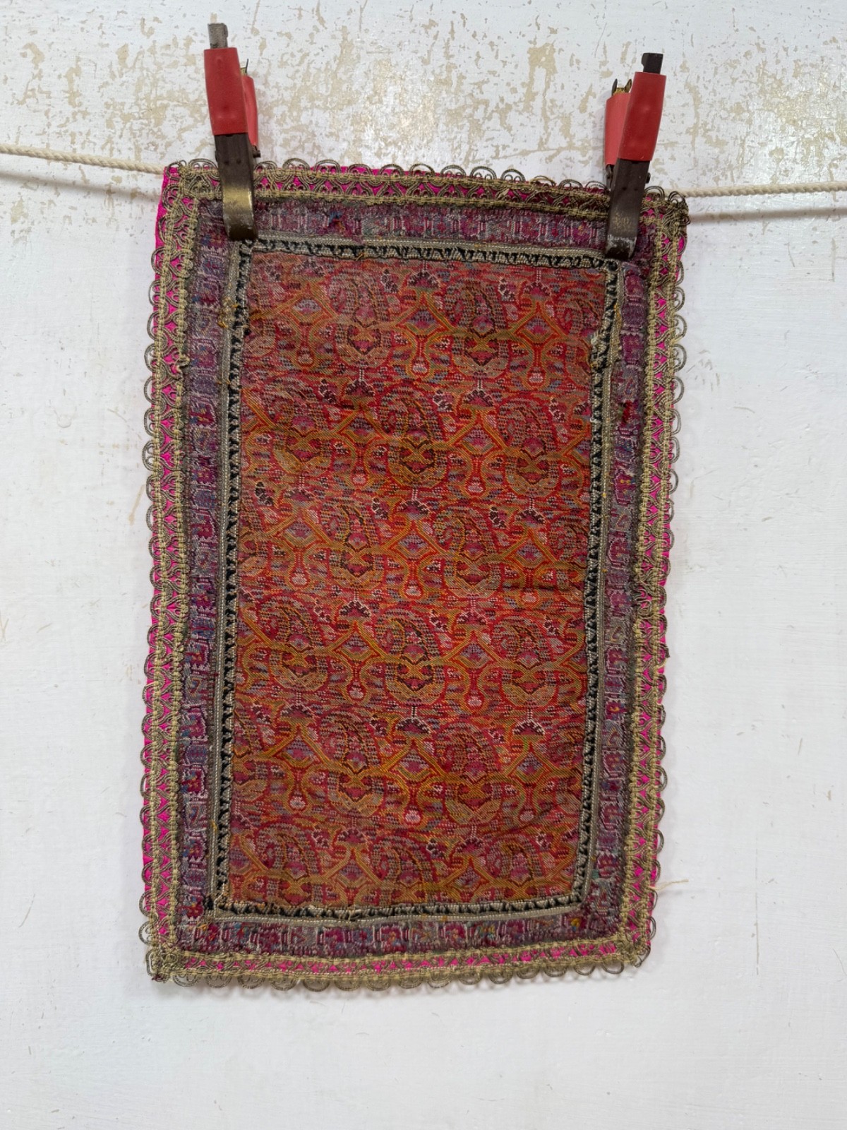 Vintage Beautiful Hand Embroidered Oriental Termeeh Fabric Fragment Textile