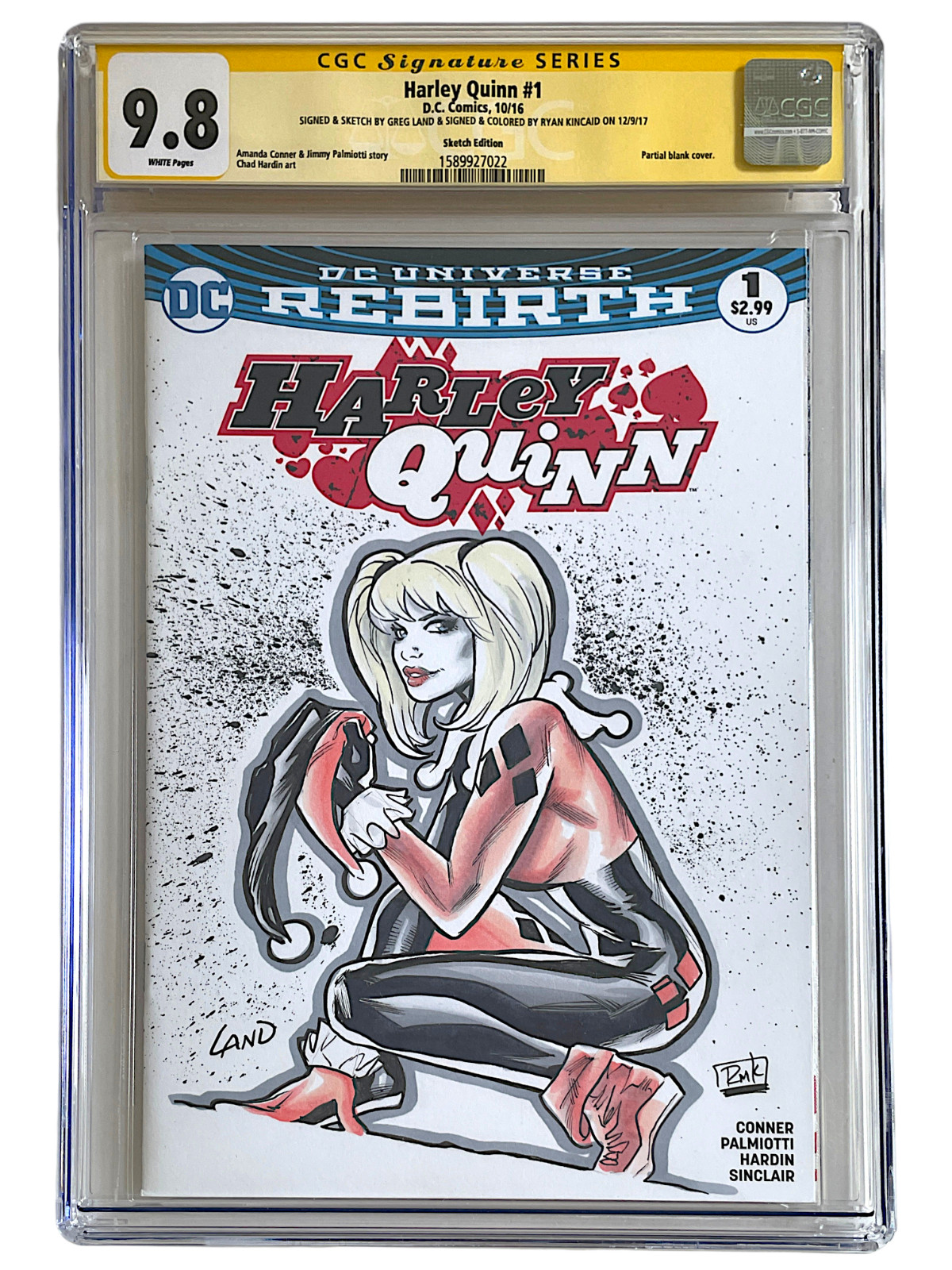 Harley Quinn 1 CGC 9.8 Sketch Greg Land Edge of Spider-Verse 2 Cover Recreation