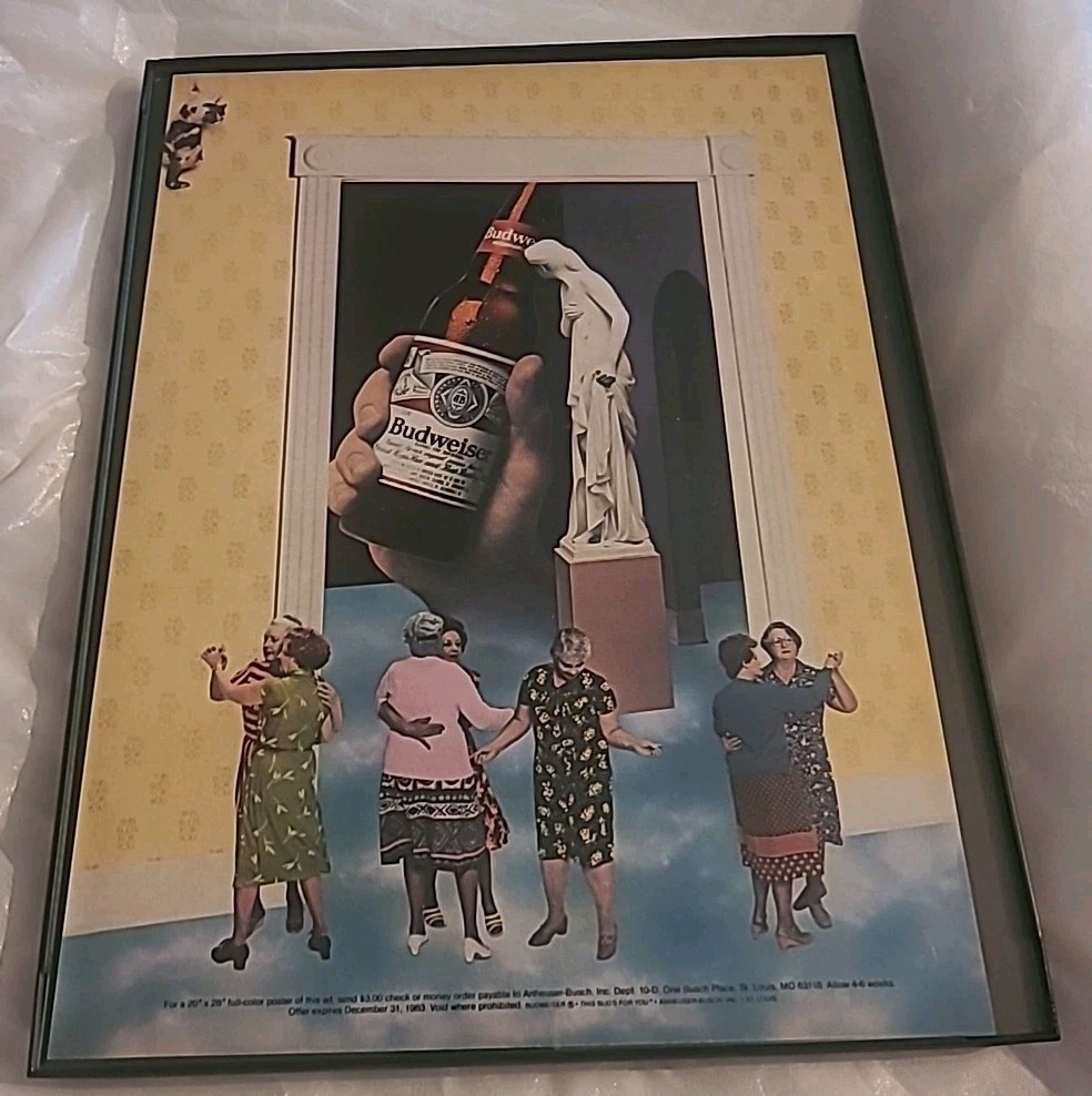 Budweiser Beer Ladies Dancing Print Ad 1983 Framed 8.5×11 Vintage