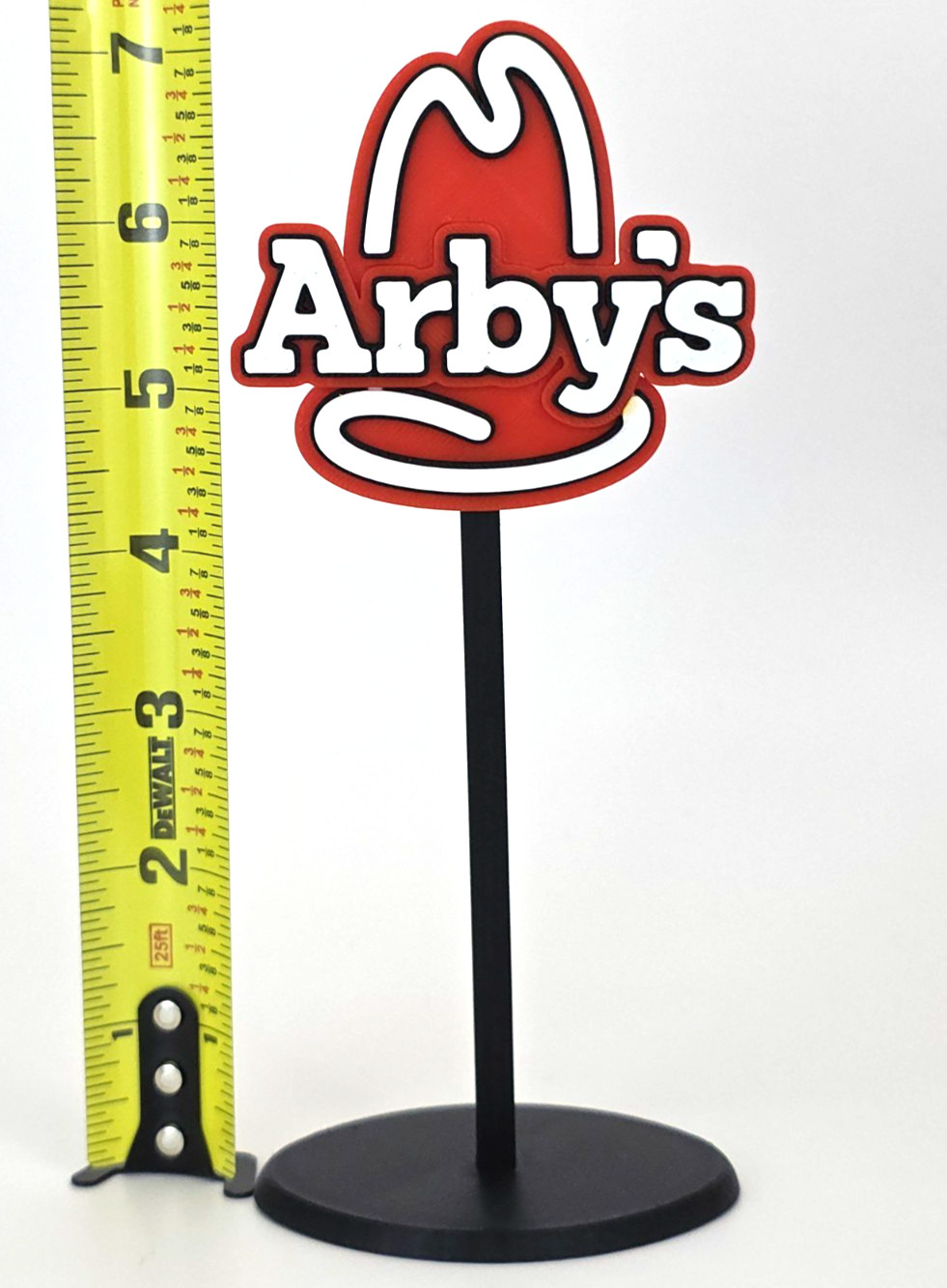 Miniature Arbys Drive Thru Sign – 7″ Tall American Fast Food Sandwich Hat Logo