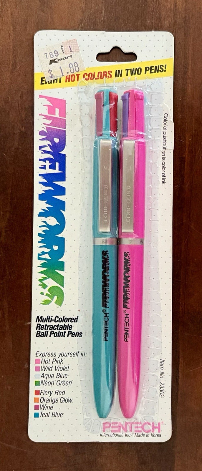 NIP VINTAGE 1985 PENTECH 4 COLOR FIREWORKS BLUE RETRACTABLE BALLPOINT INK PEN B