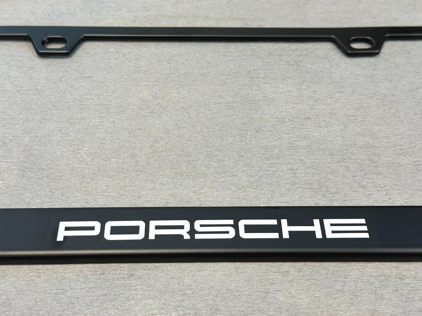Black Solid Metal Porsche License Plate Frame