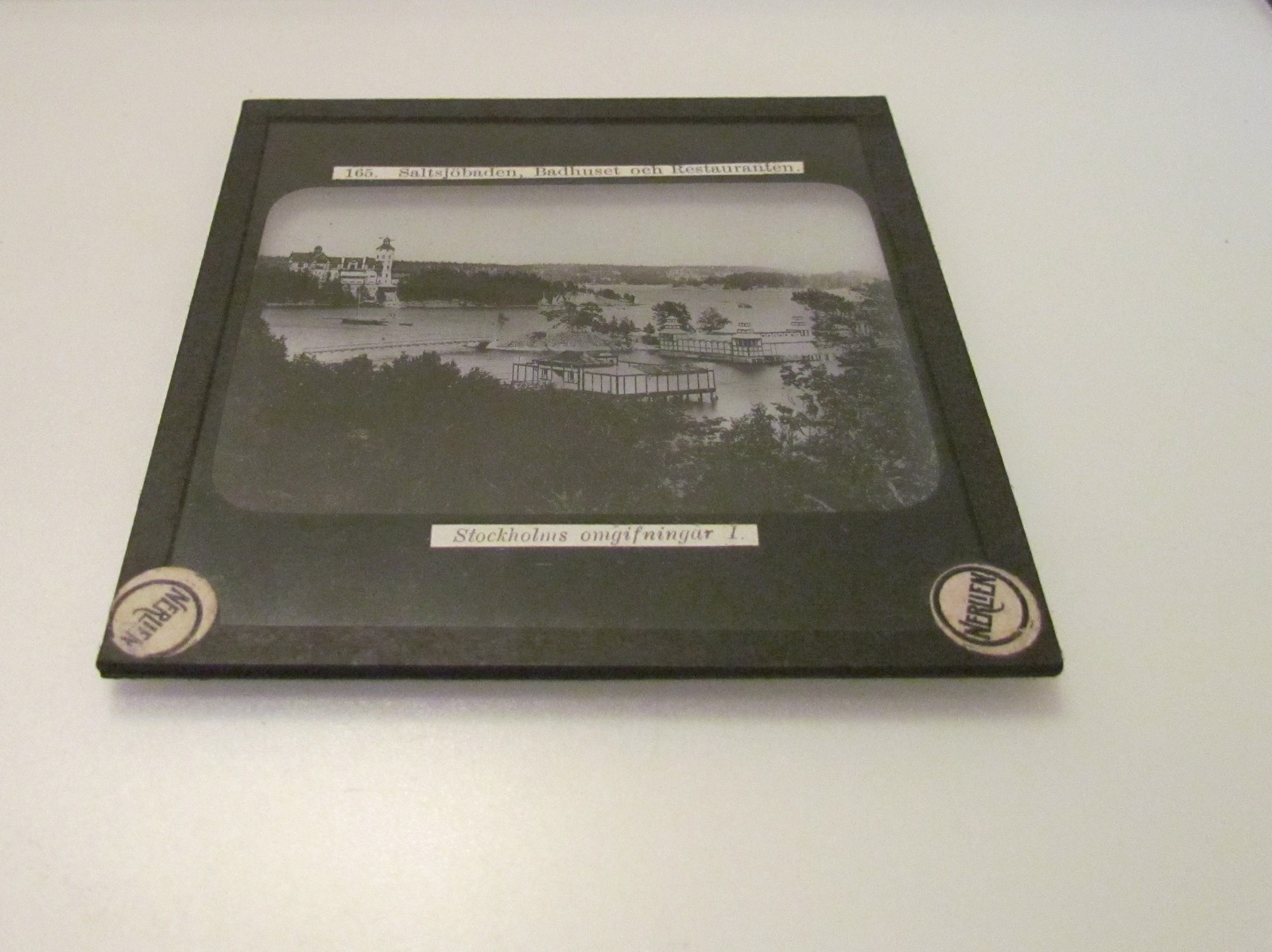 Glass Magic Lantern Slide SALTSJöBADEN C1890 SWEDEN NACKA STOCKHOLM
