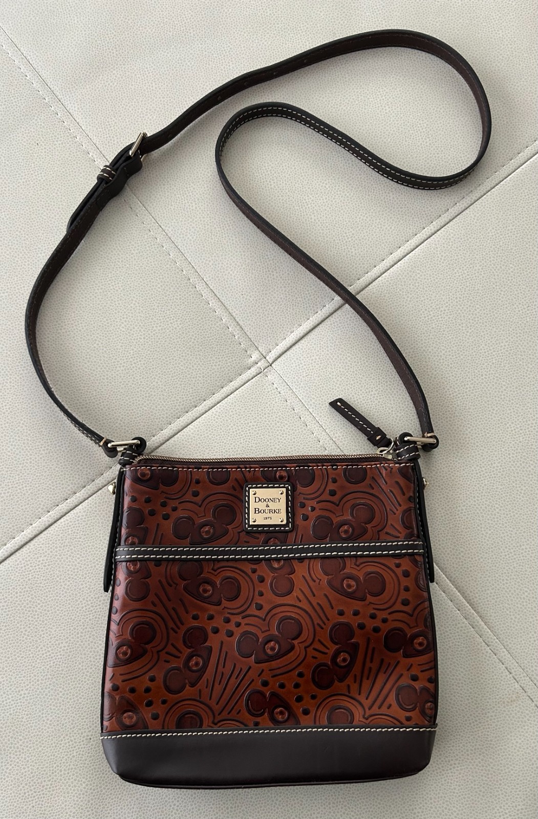 DISNEY DOONEY & BOURKE DARK BROWN LEATHER MICKEY HAT CROSSBODY