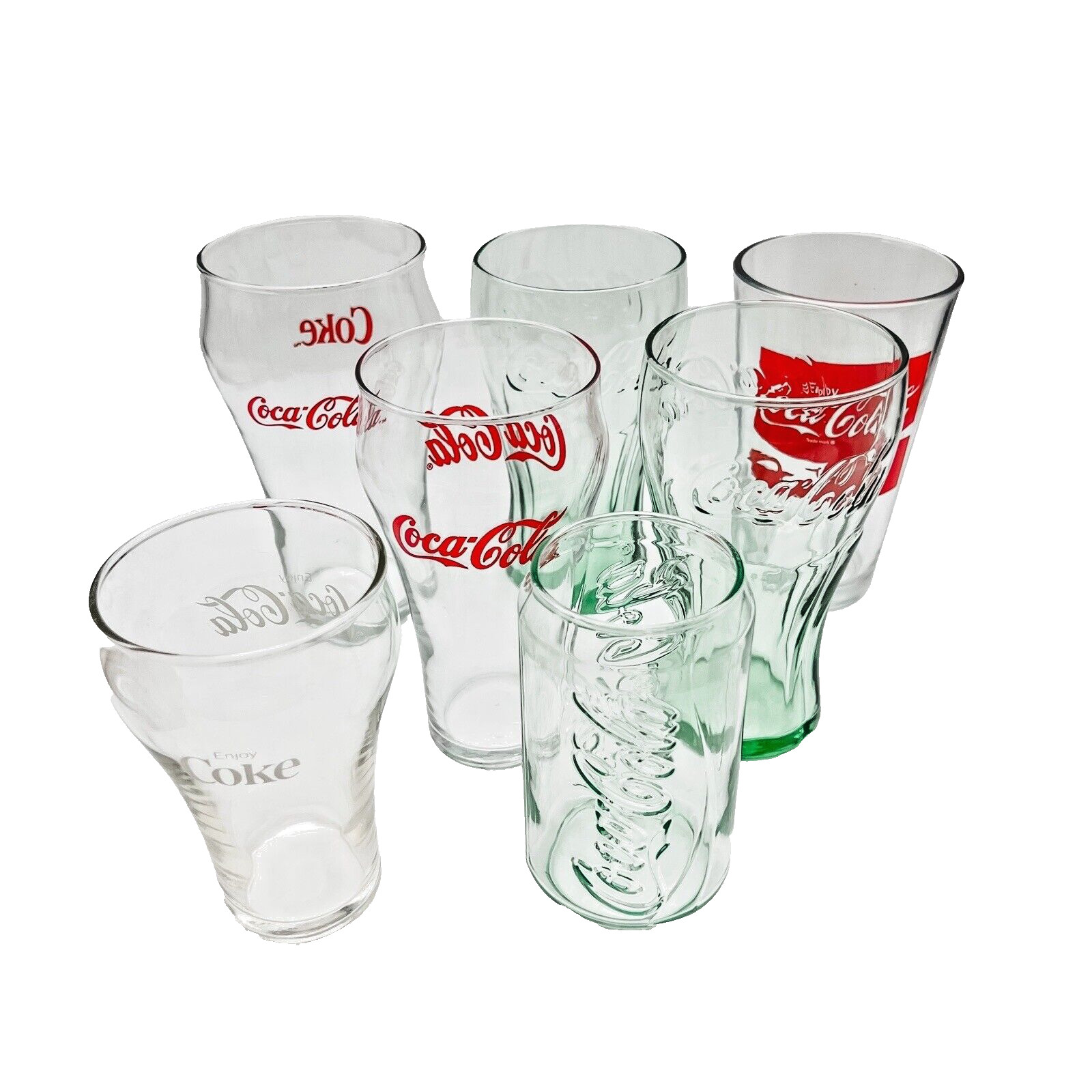 Seven Coca Cola Coke Glasses/Various Sets and Time Periods