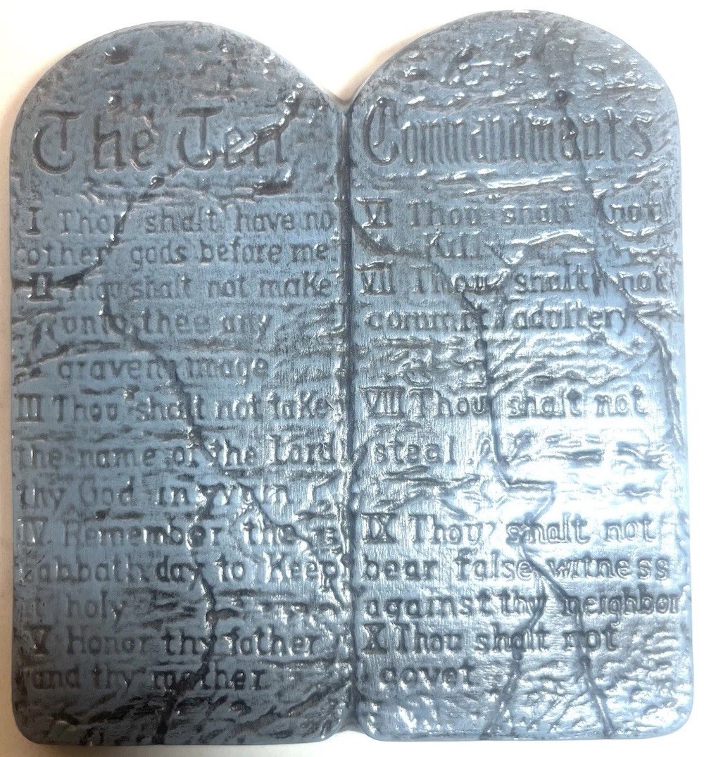 Miniature Ten Commandments Tablet Poured Plaster Mold, A Few Nicks – Pre-owned