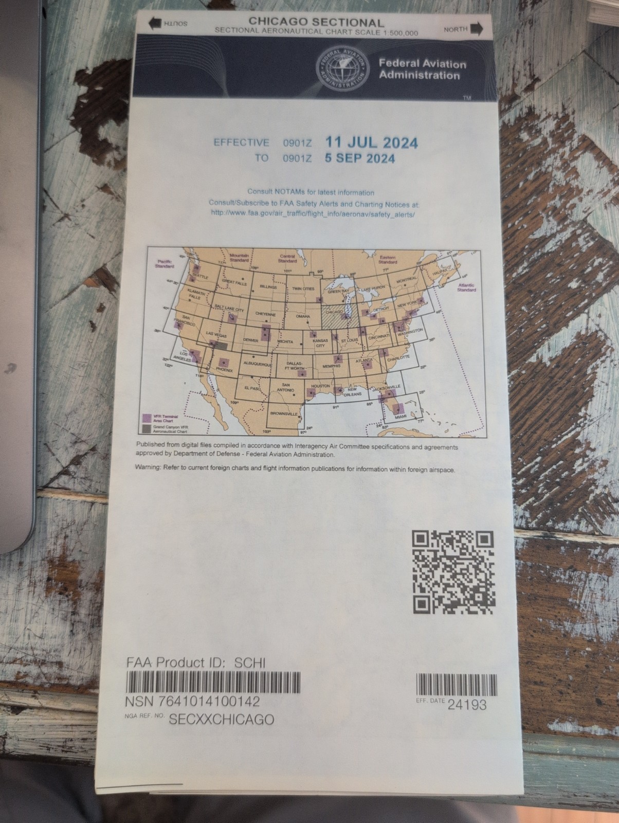 FAA Chicago Sectional Aeronautical Chart Effect Of 11 July 2024 To 5…