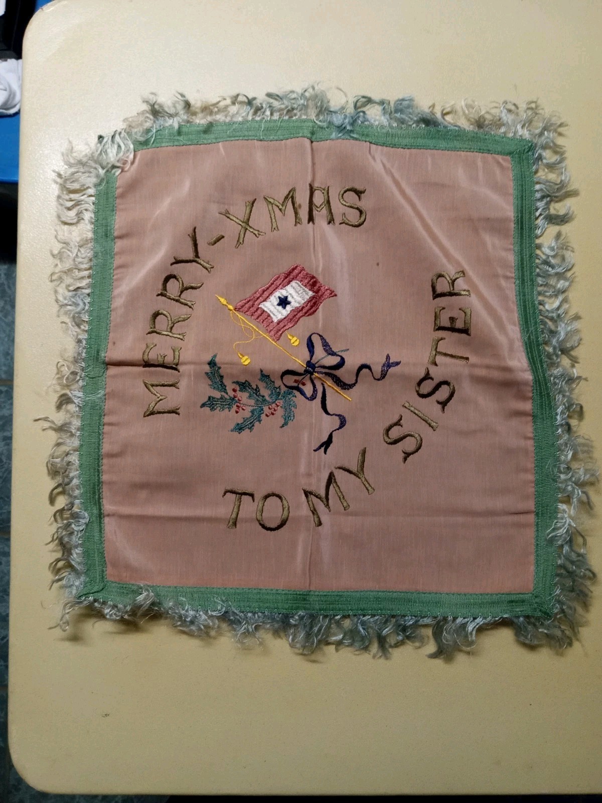 WWI MERRY-XMAS TO MY SISTER WITH SON IN SERVICE PILLOW SHAM / COVER
