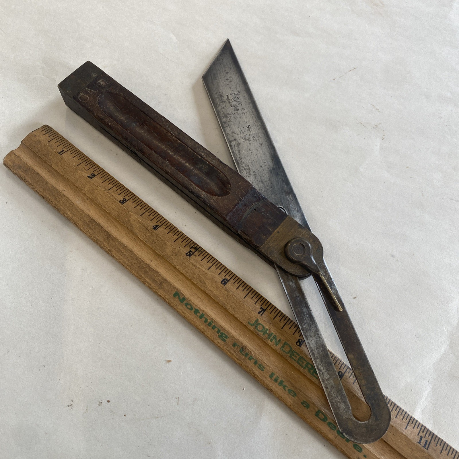 10″ Stanley No. 25 Sliding T-Bevel Gauge – Wood & Brass Sweetheart READ M0197