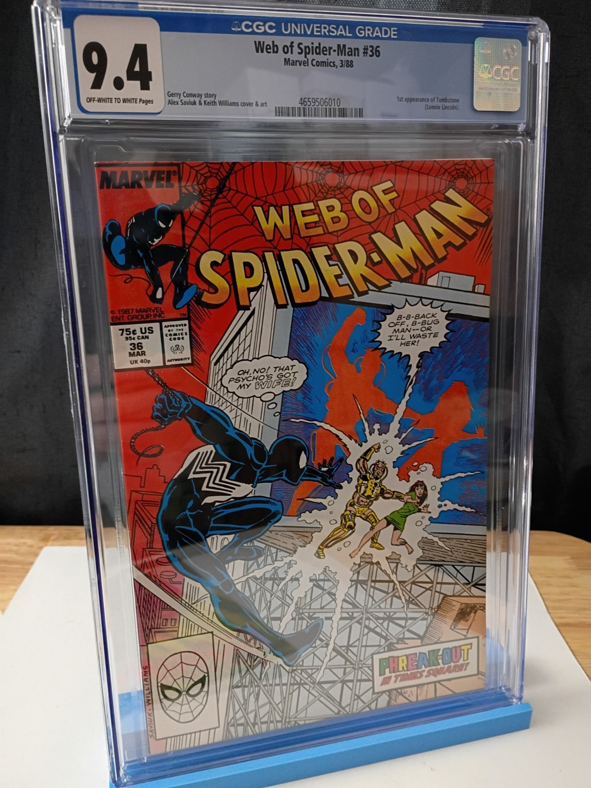 Web of Spider-Man 36 1987GC 9.4 OW/W 1st App Tombstone 🔥 NM