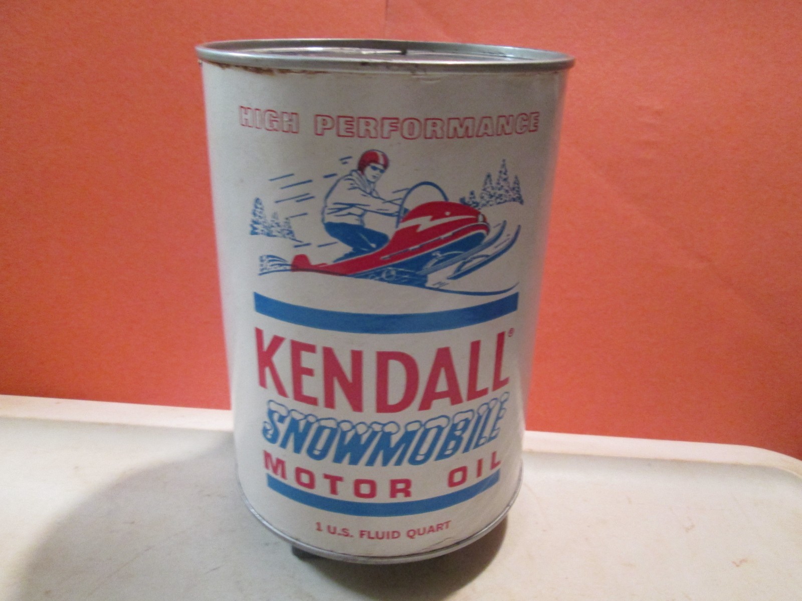 Vintage Kendall High Performance Snowmobile Motor Oil Quart COMPOSITE CAN EMPTY