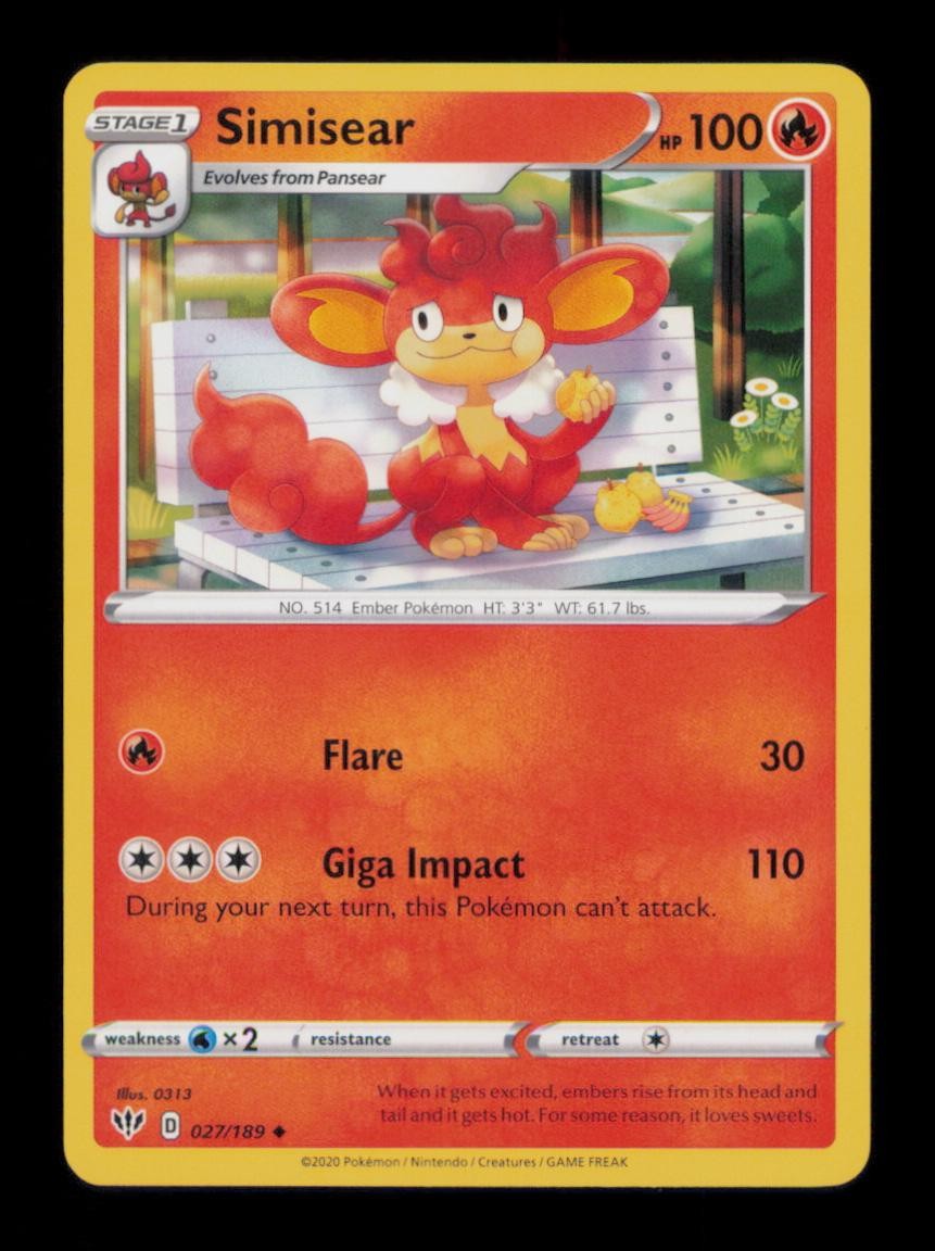 SIMISEAR UNCOMMON 027/189 NM POKEMON