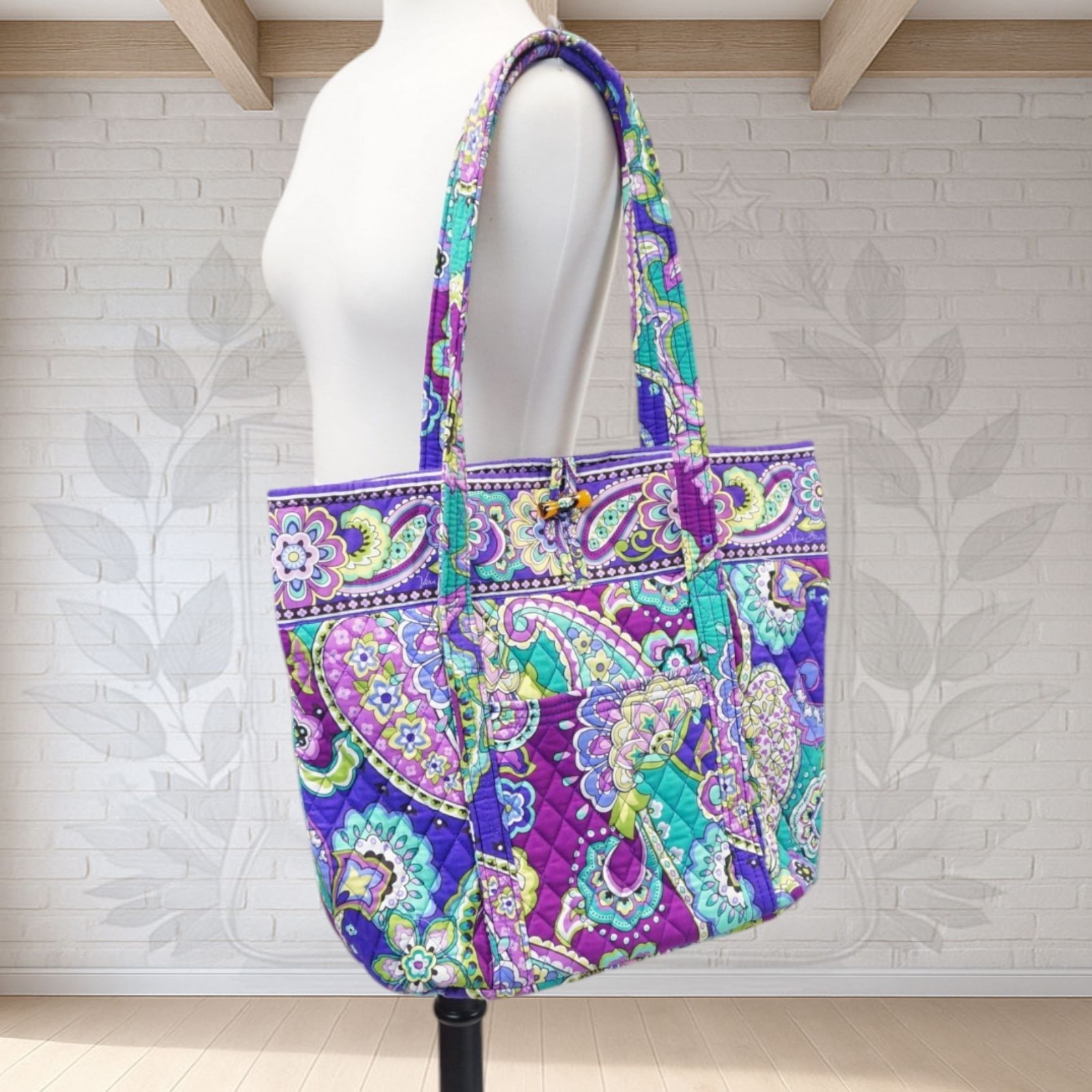 NEW ❤️ vera bradley Heather Toggle Tote Blue Green Paisley