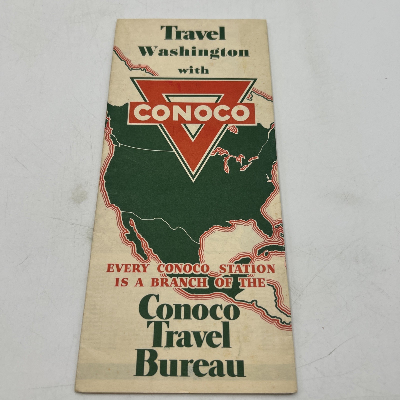 1930’s CONOCO gasoline station Travel Bureau Map Washington