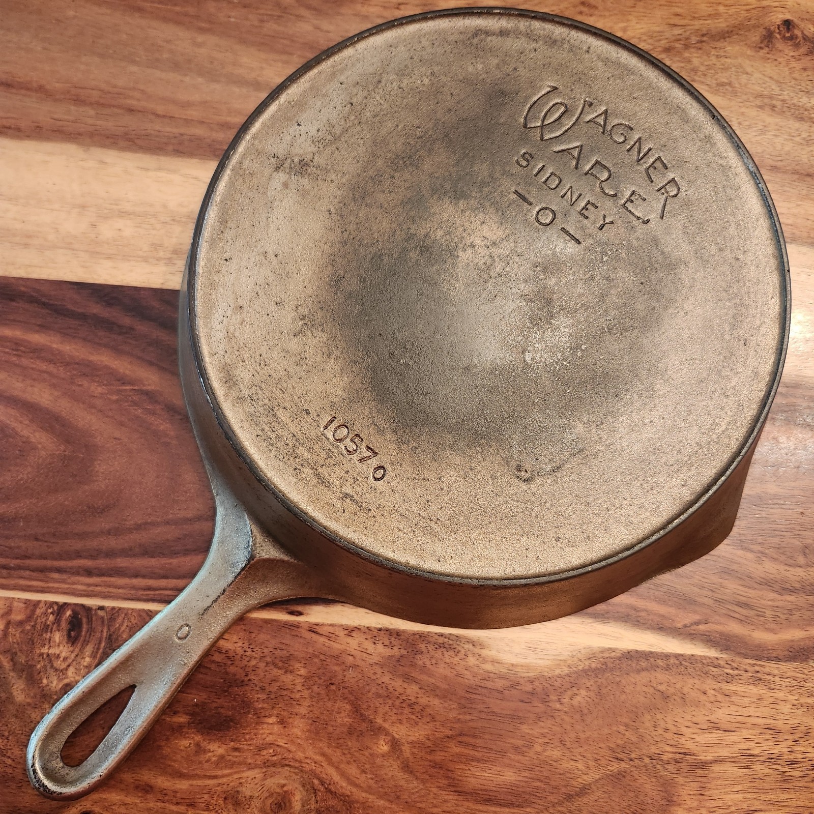Wagner Sidney -0- Cast Iron Skillet #7, HR, 1057, MM “O”, Nickel Plated, c1924