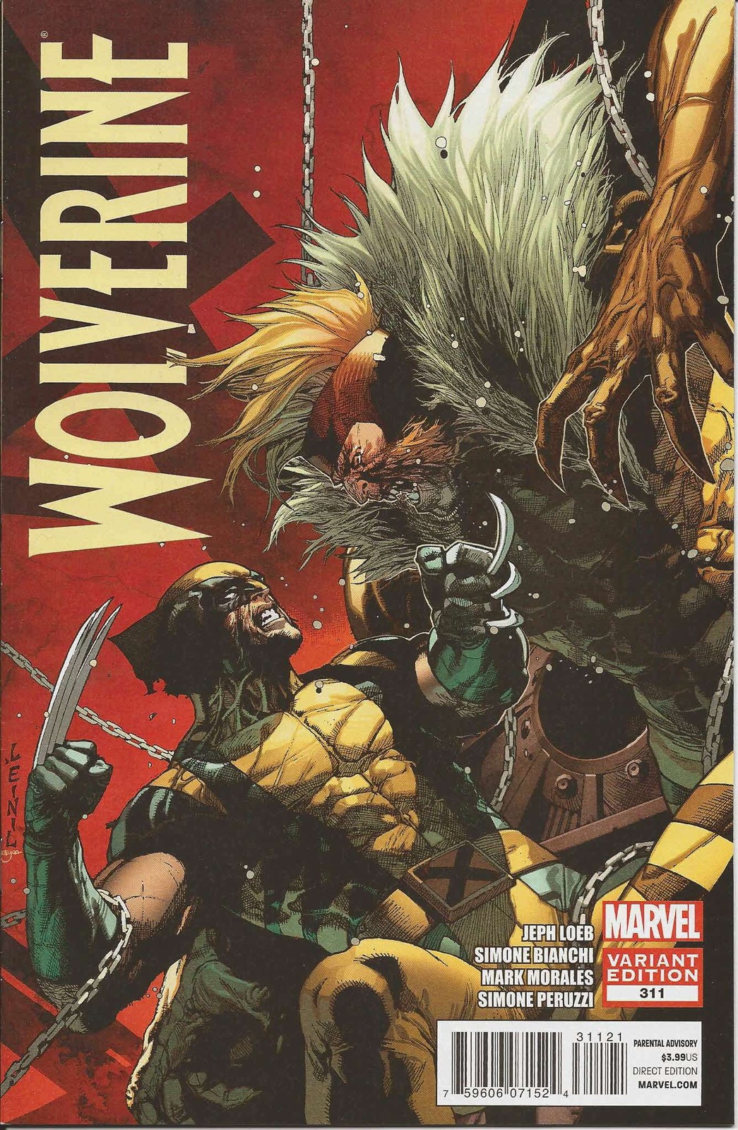Wolverine #311A VF/NM; Marvel | 1:30 variant Leinil Francis Yu – w/Bag+Board