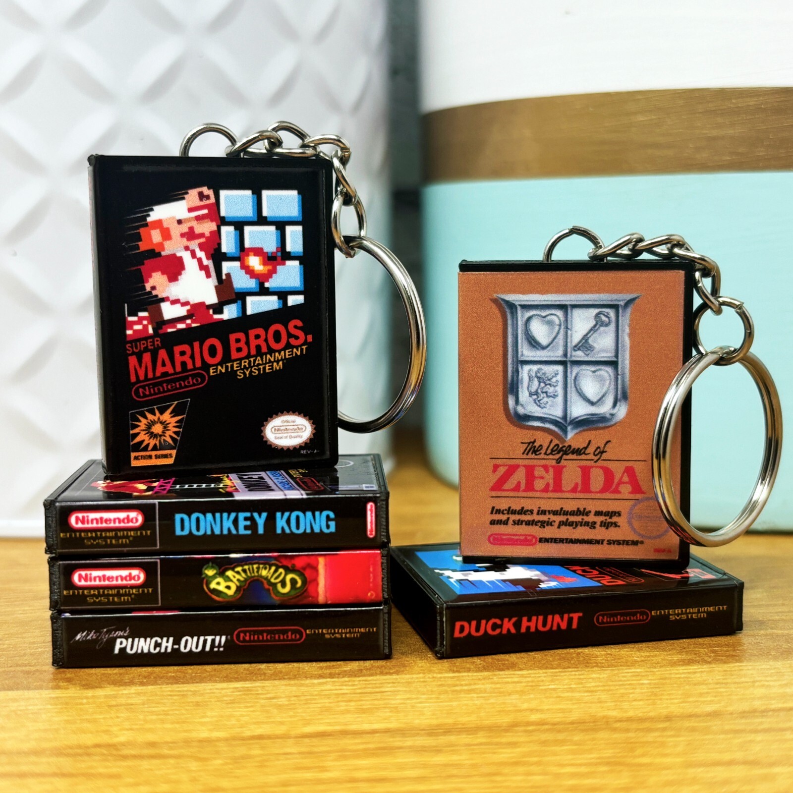 Mini NES Game Case Keychains, Miniature Nintendo Cover Art, Retro Gamer Gift