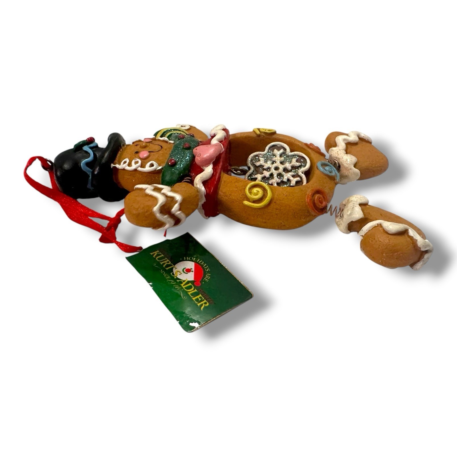 Kurt S. Adler Gingerbread Man Springy Legs Arms Christmas Ornament NWT