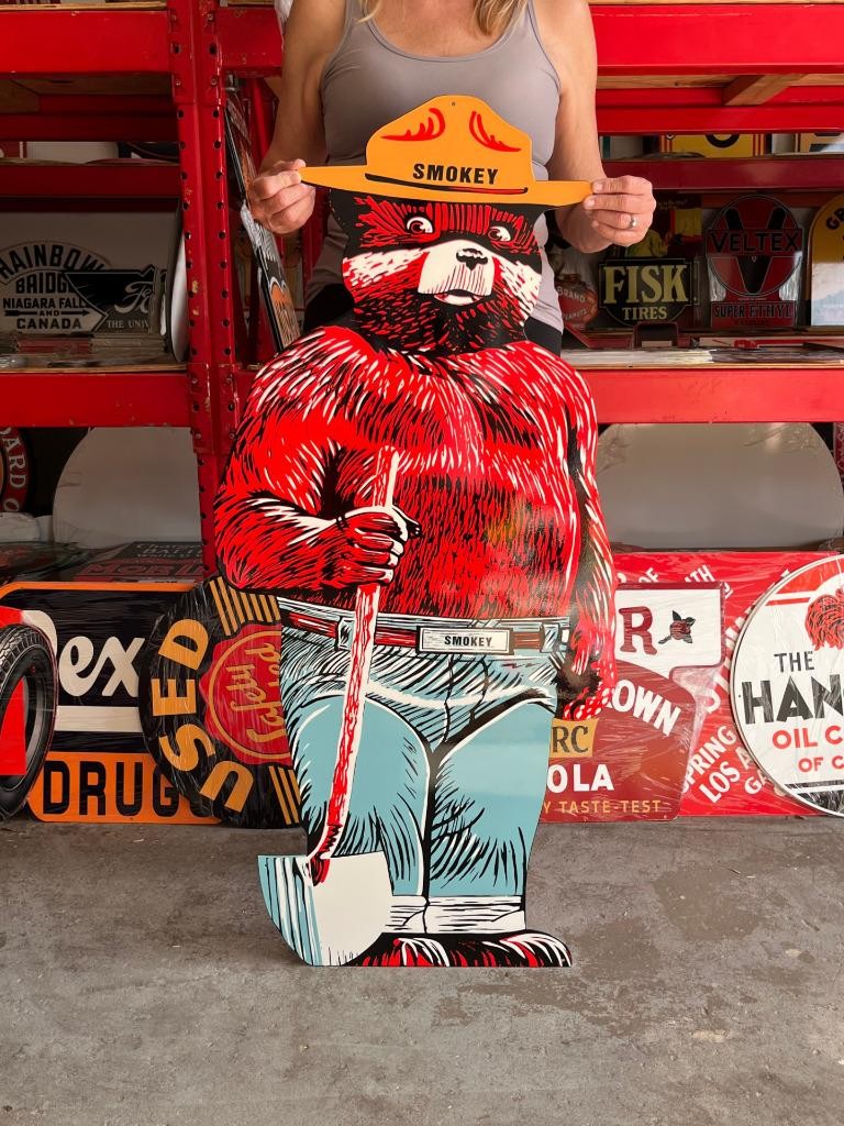 Vintage Style Metal Sign Smokey The Bear NOT Porcelain 48×22 Made USA