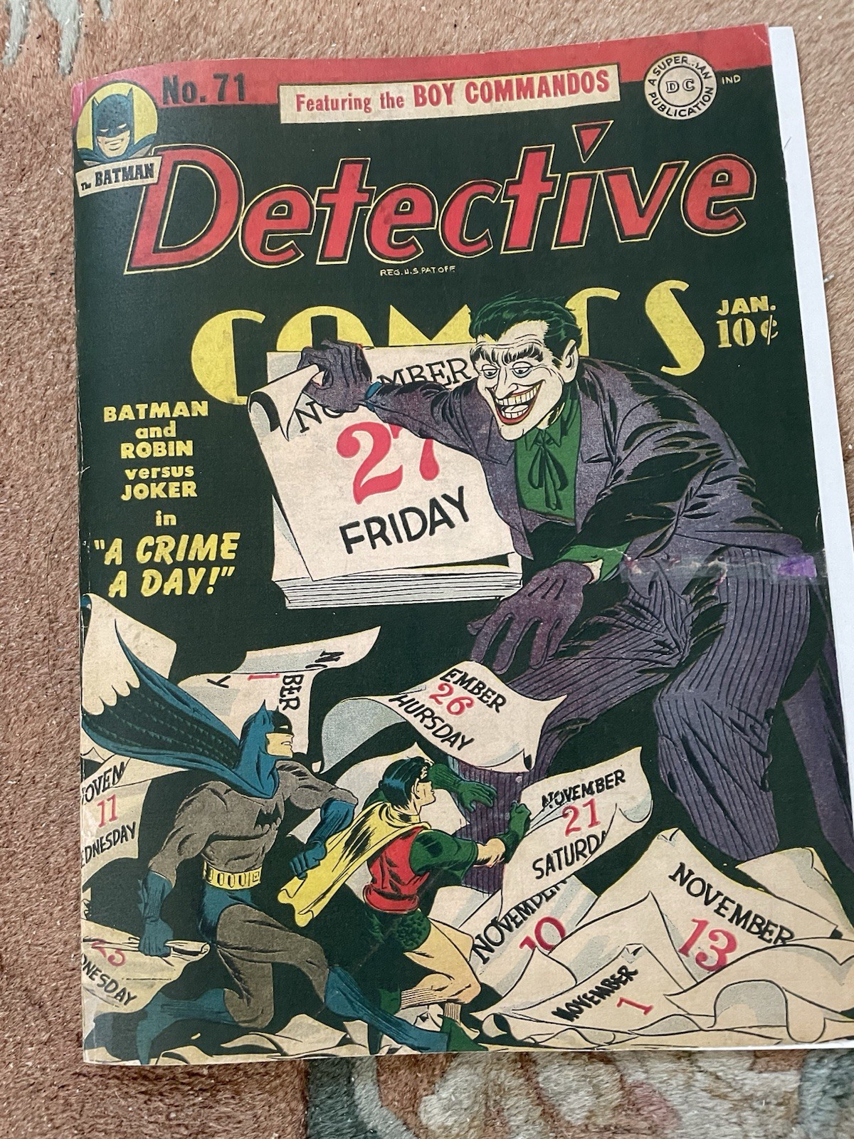 Detective Comics #71 1943 FACSIMILE Repro Cover Batman JOKER 🦇