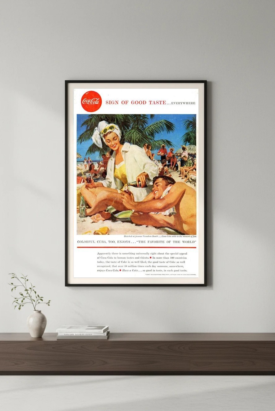 🌴 Mid-Century Coca-Cola Cuba Poster – Vintage Vibes 🌞
