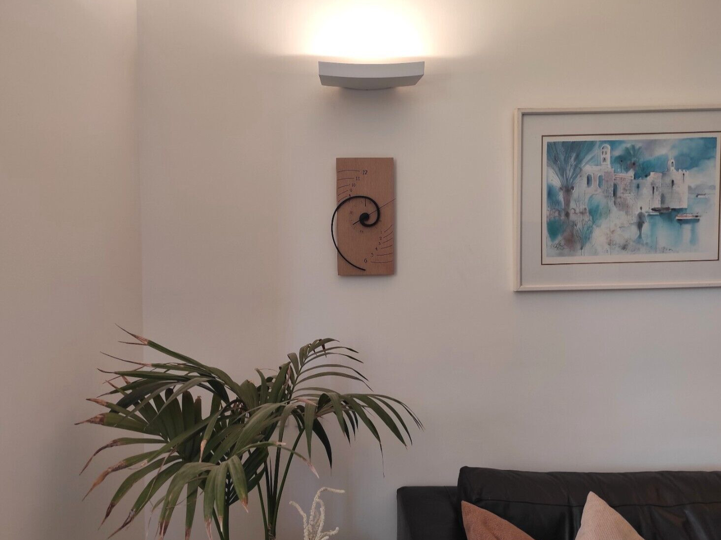 Unique Spiral Wall Clock,Alpha,Oak Finish,Mathematical, Artistic Design,Man Gift