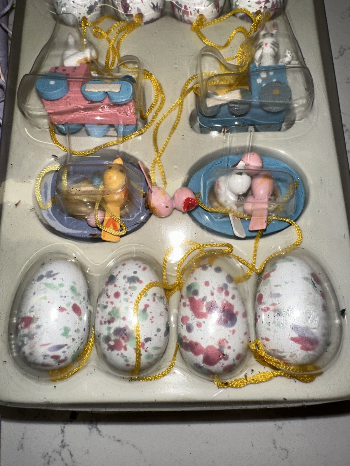 VTG~1993 Easter Tree w/24 Hand-Painted Ornaments~Spatters & Co. 18″ Tall~In Box