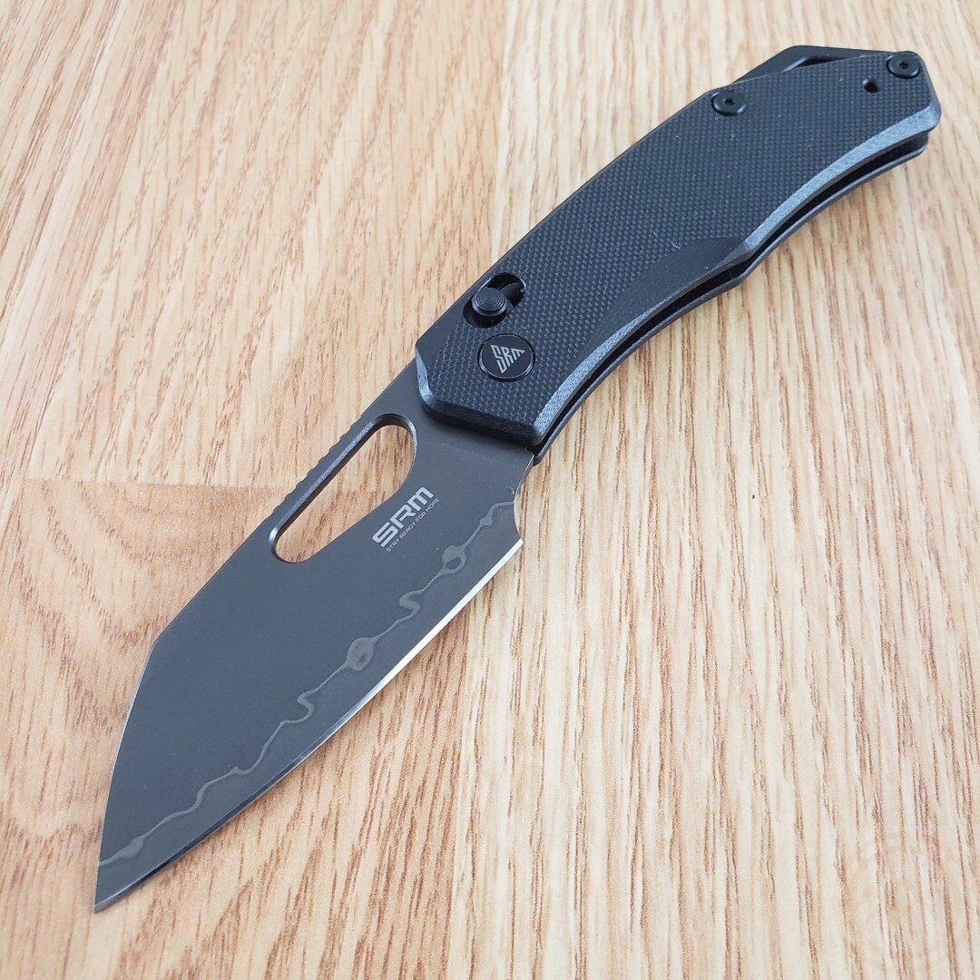 SRM Knives Folding Knife 2.88″ Laminated 140Cr Steel Blade Black G10 Handle