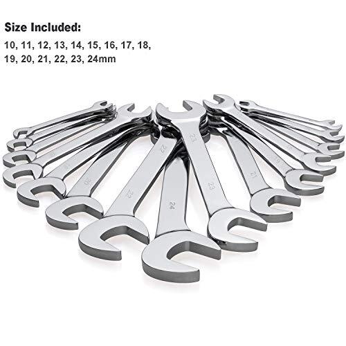 15piece Premium Angle Head Open End Wrench Set Chrome Vanadium Steel Mirror Chro