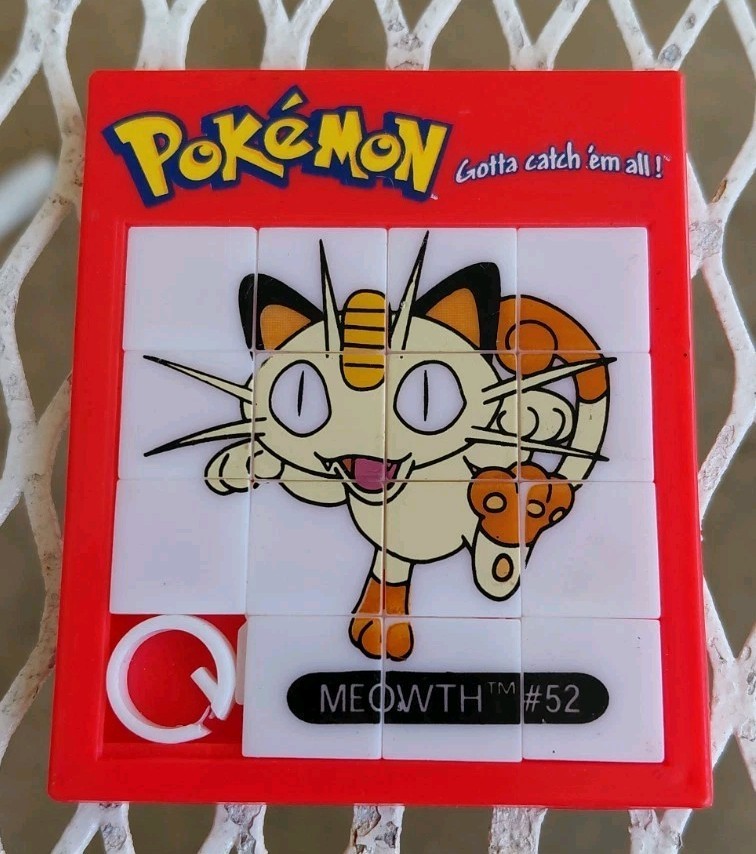 Rare Vtg Pokémon “Gotta Catch’em All” Sliding Slide Tile Puzzle game Meowth #52