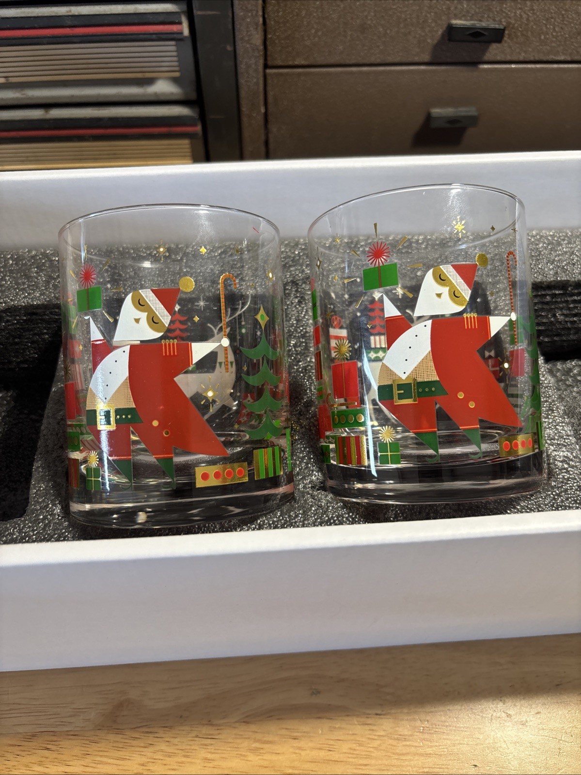 Set Of 2 Christmas Cocktail Glasses From Neiman Marcus. Hand Wash Only.