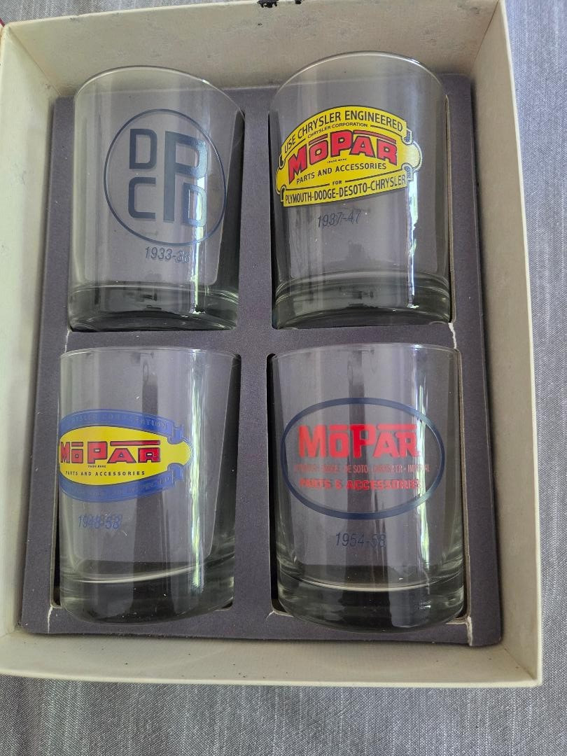 Mopar 1995 Passenger Car Parts Catalog Replica Contains Set Of 4 Logo Glasses