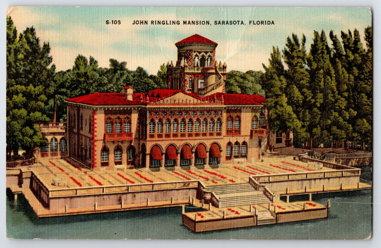 [4i4] Postcard 1954, John Ringling Mansion Sarasota FL