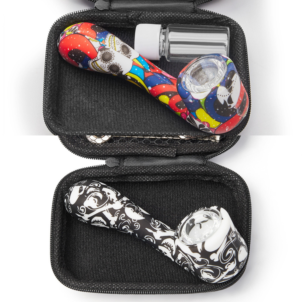 ( Pack of 2 ) 4.5Inch Tobacco Smoking Silicone Pipe 9-Hole Glass Bowl Hand Pipe
