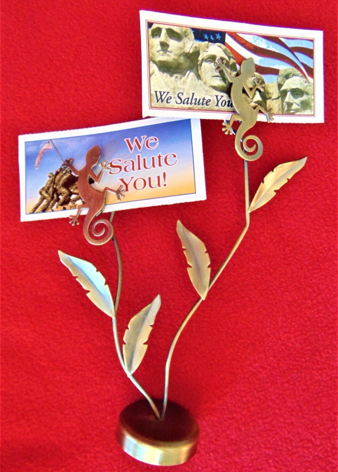 DESK NOTE HOLDER STAND ~ GECKO & LEAVES ~ 7″ HIGH ~ BRAND NEW COST $7.99