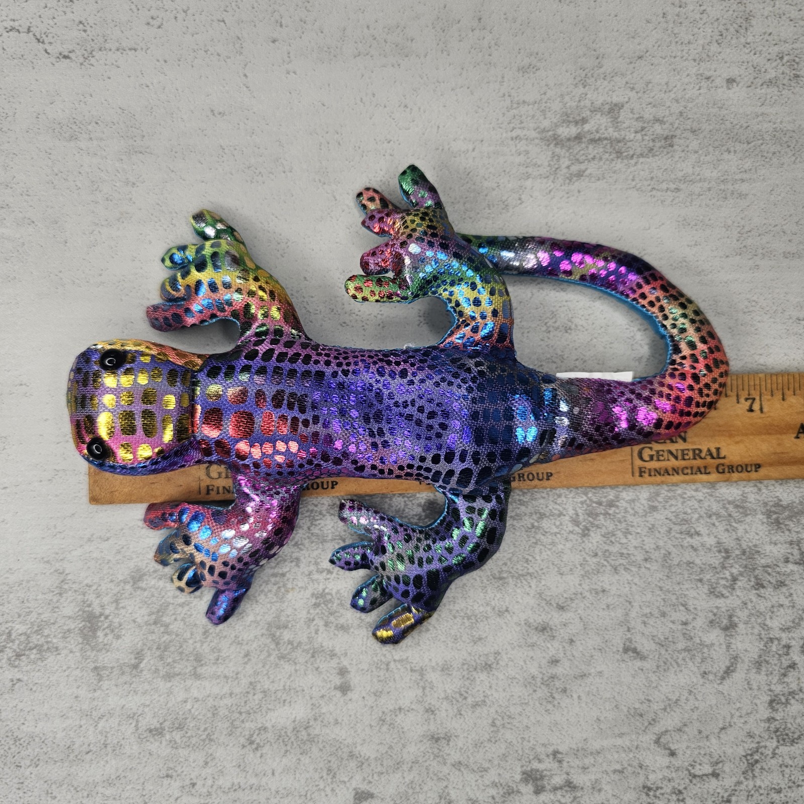 Sand Filled Gecko Lizard Multicolored Plush Toy Shimmering Paperweight Rainbow