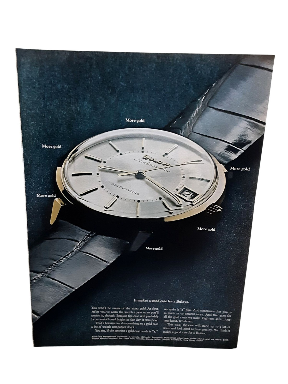 1967 Bulova Accutron Self Winding Watch Vintage Print Ad Gold Watch
