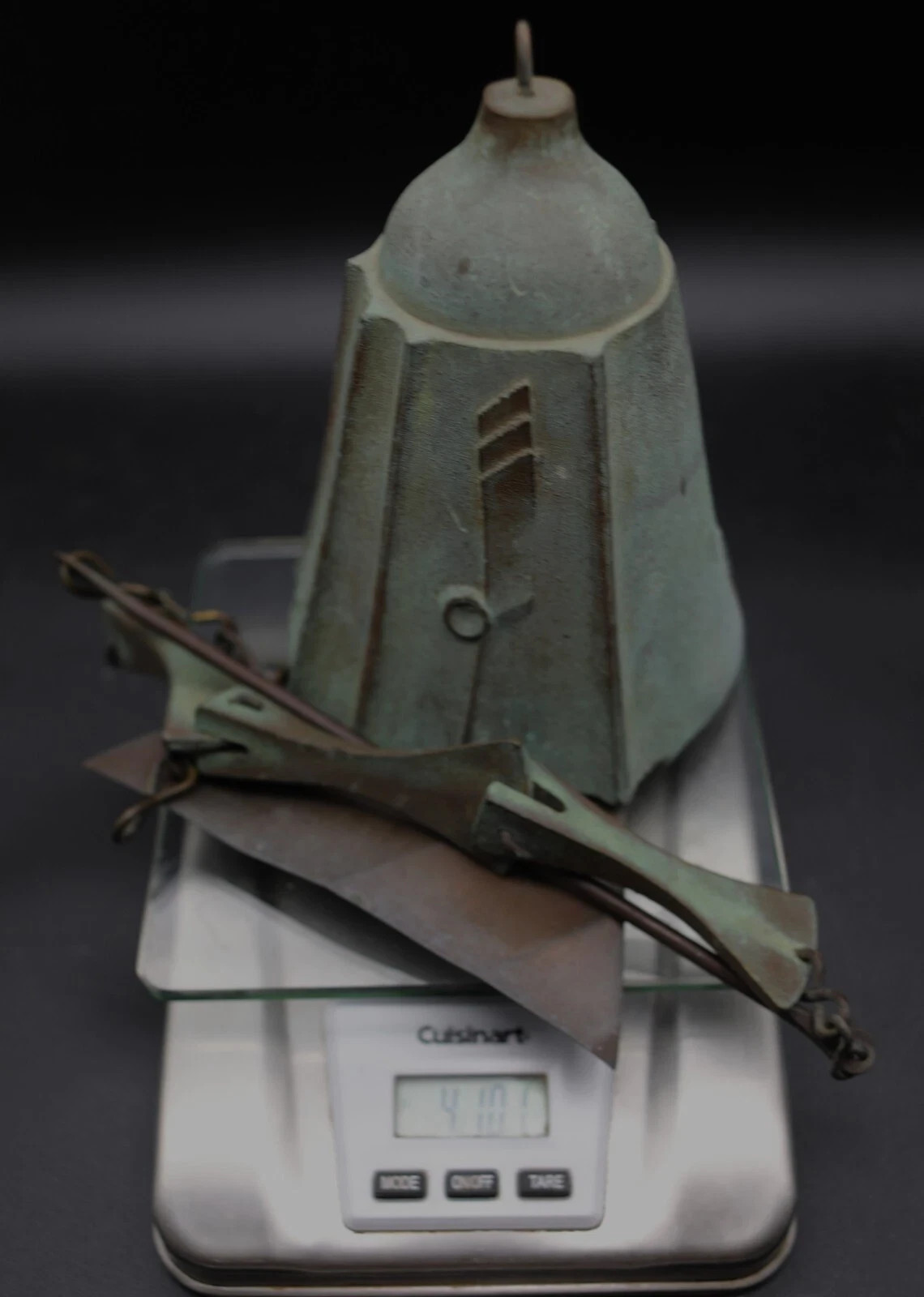 Vntg LARGE PAOLO SOLERI Cosanti ARCOSANTI Verdigris Bronze Bell Brutalist