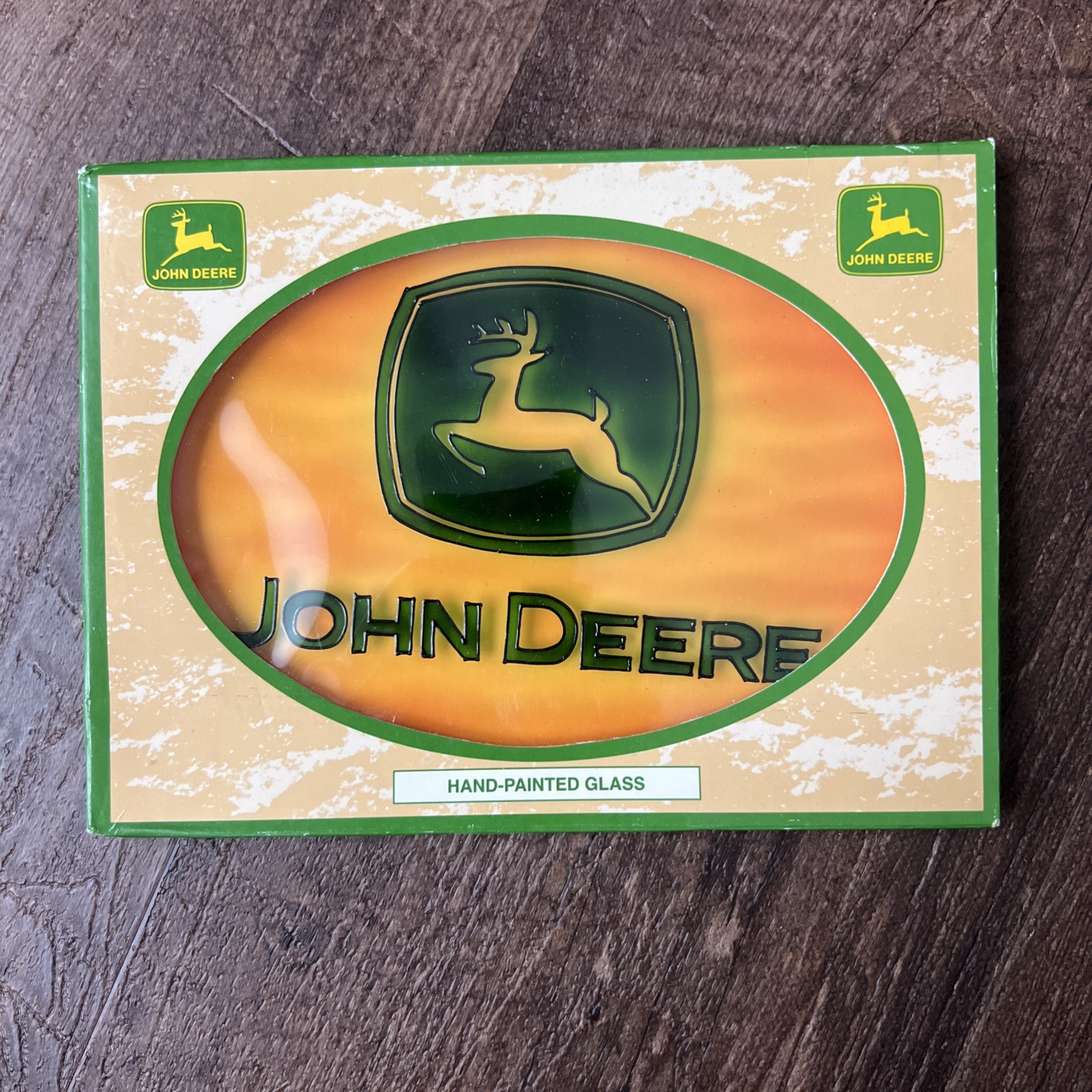 John Deere Hand-Painted Glass Stained Glass Window Classic Logo